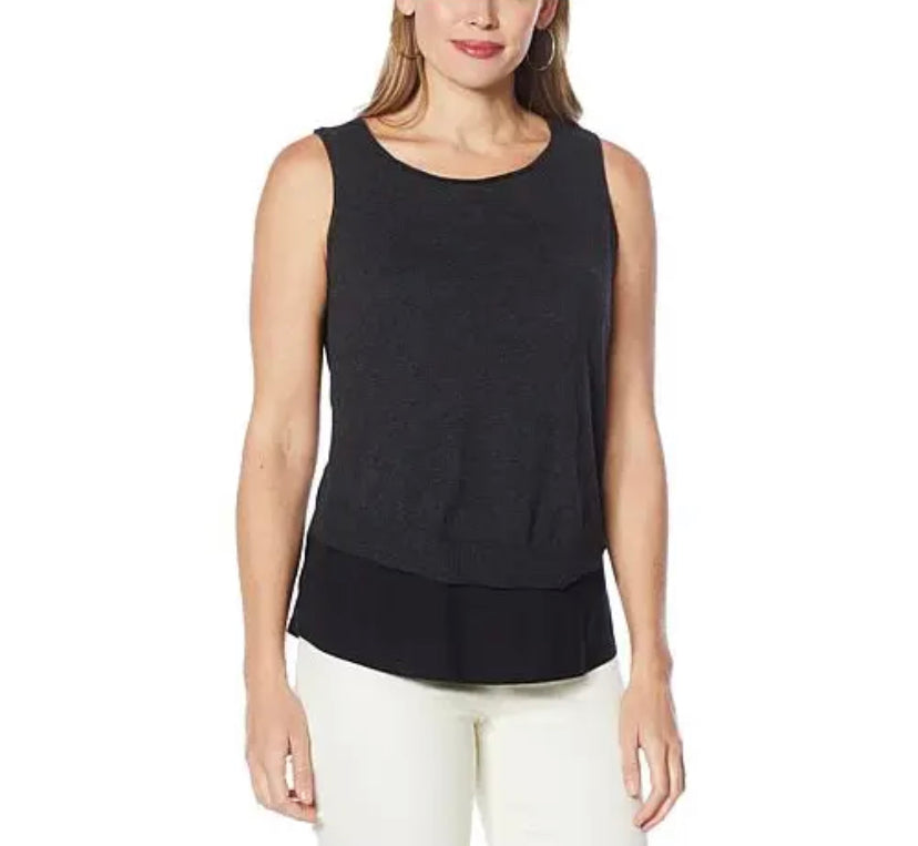 DG2 by Diane Gilman Women’s Combo Sweater Knit Layered Easy Tank