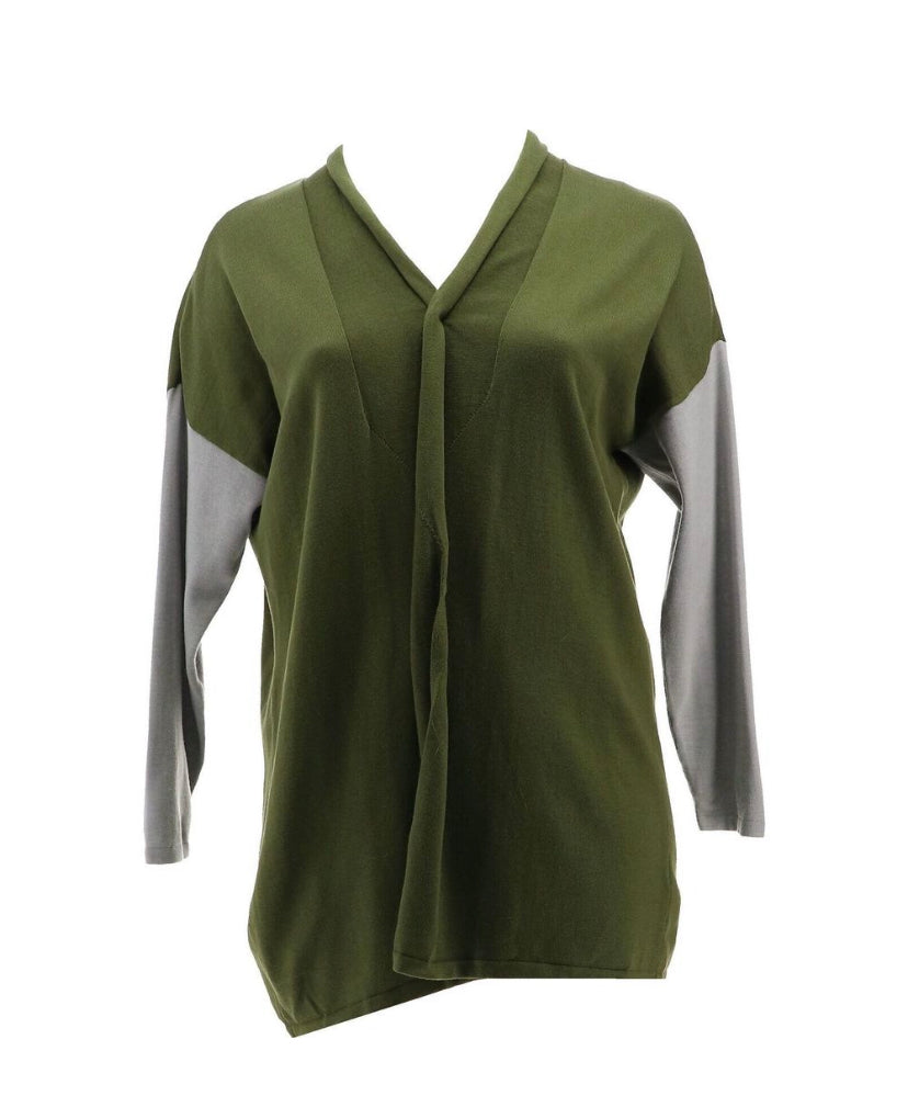WE Living in Yellow Colorblocked Women’s Knit Cardigan Size S- Forest/Grey