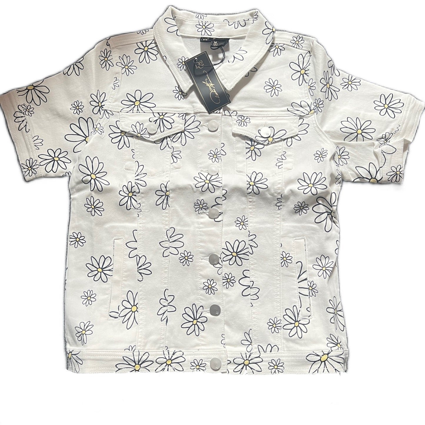 DIANE GILMAN DG2 VS PRINT S/S DENIM JACKET WHITE DAISIE