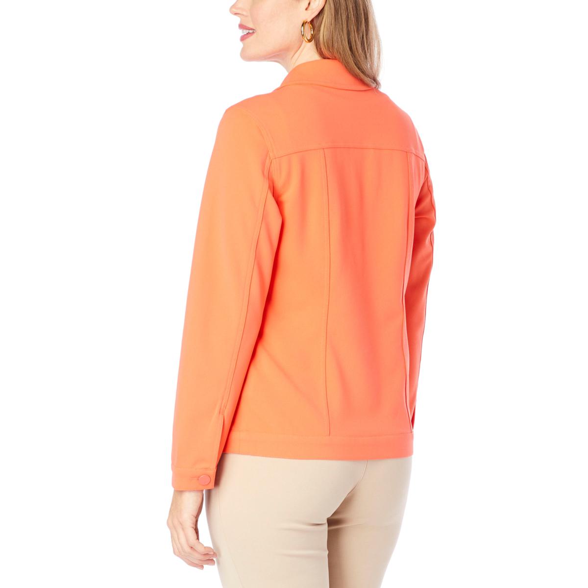 DG2 by Diane Gilman Women’s 4-Way All Day Knit Twill Jacket- Coral