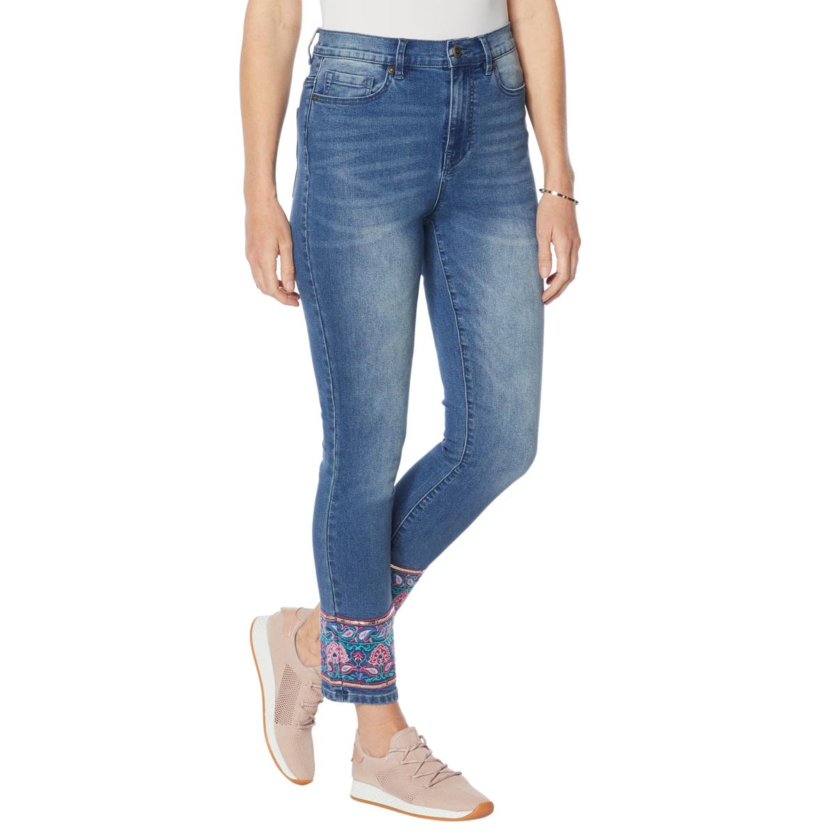 DG2 by Diane Gilman Women’s Embellished Hem Ankle Skinny Jean