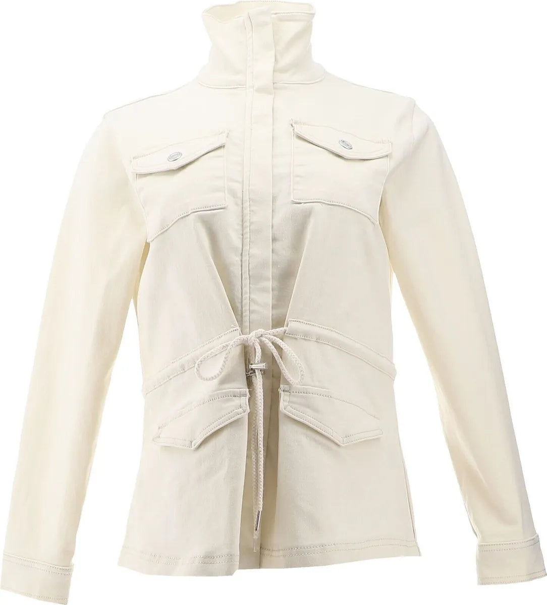 DG2 Diane Gilman Virtual Stretch Denim Zip Anorak Jacket- Ivory Size S