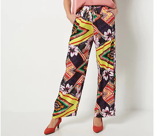 Attitudes by Renee Tall Casa Comfy Printed Pant w/ Piping Details