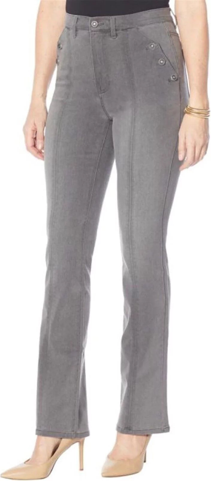 DG2 by Diane Gilman Virtual Stretch Button Pocket Bootcut Jean - 775-666