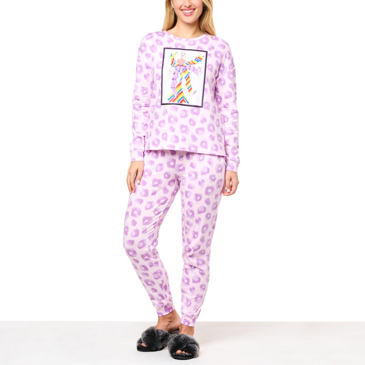 Badgley Mischka 2-piece French Terry Knit Printed Lounge Set - 805-061