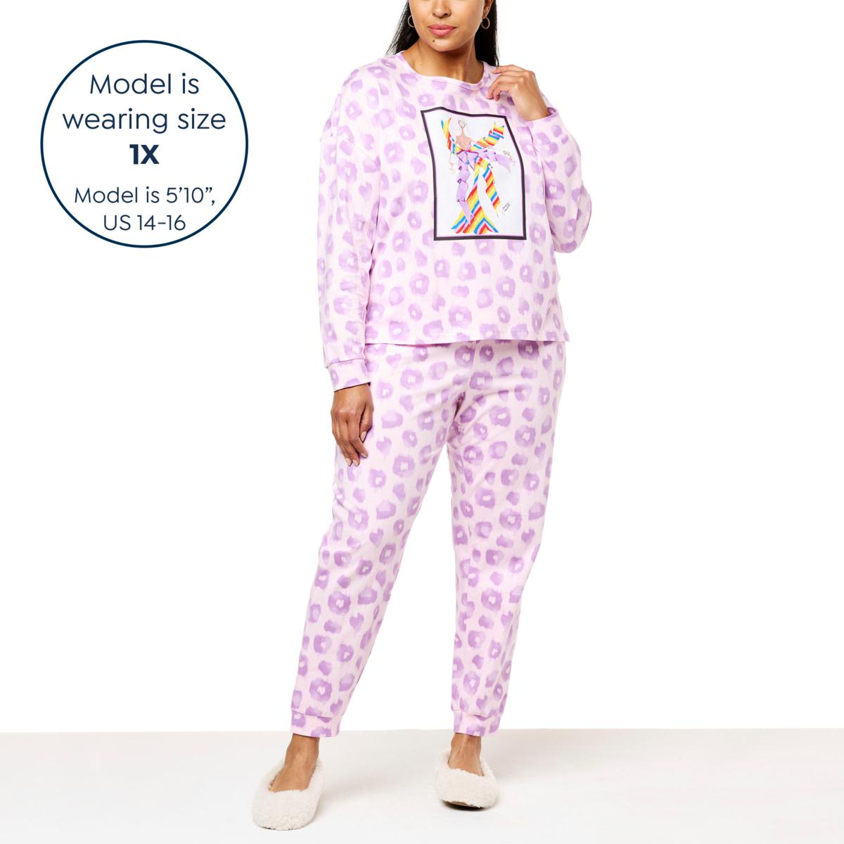 Badgley Mischka 2-piece French Terry Knit Printed Lounge Set - 805-061
