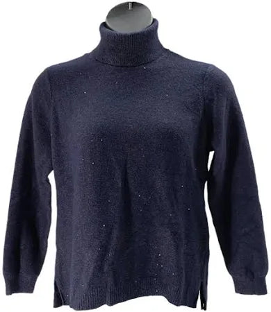 DG2 by Diane Gilman Sequin Front Turtleneck Sweater-3X