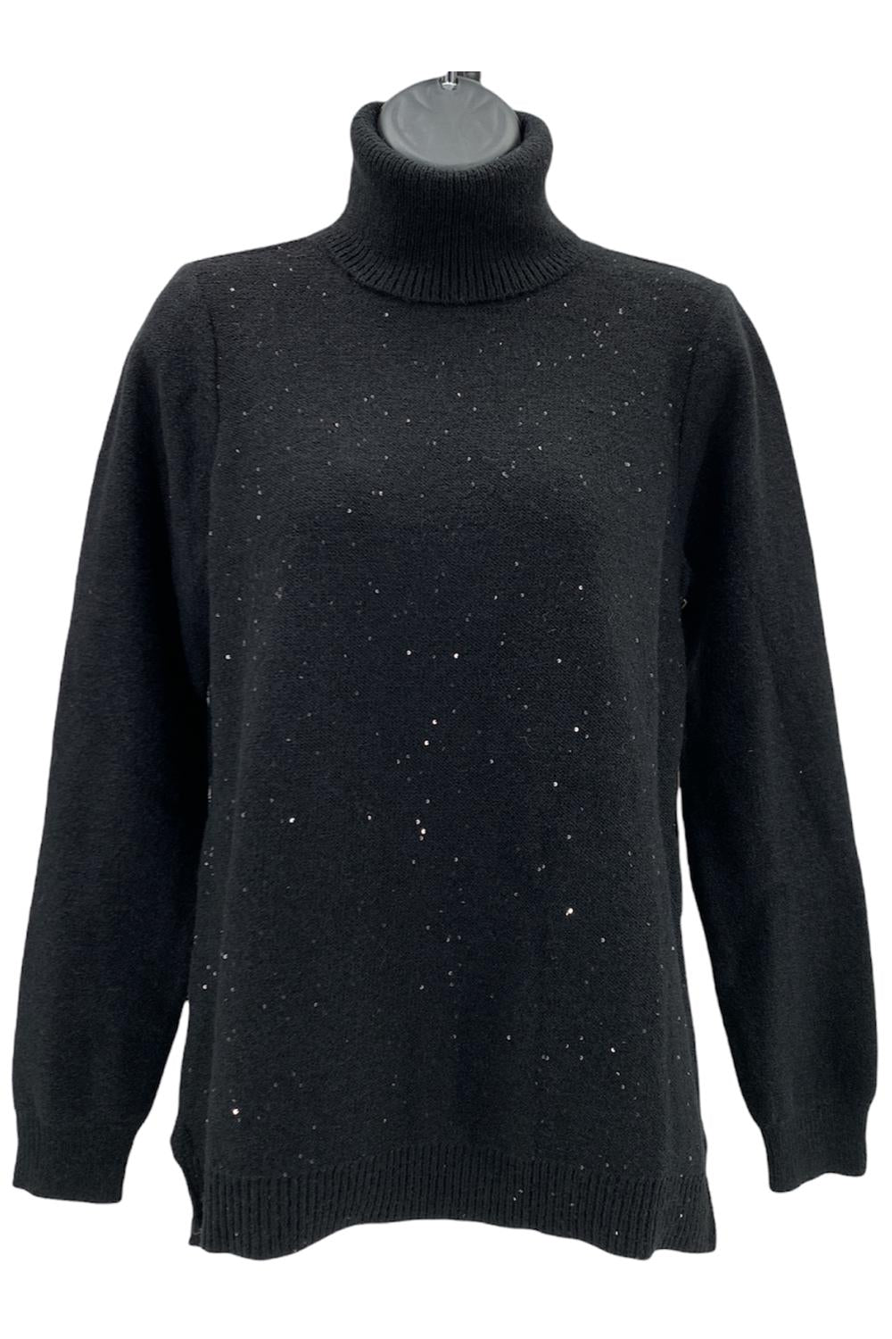 DG2 by Diane Gilman Sequin Front Turtleneck Sweater-3X