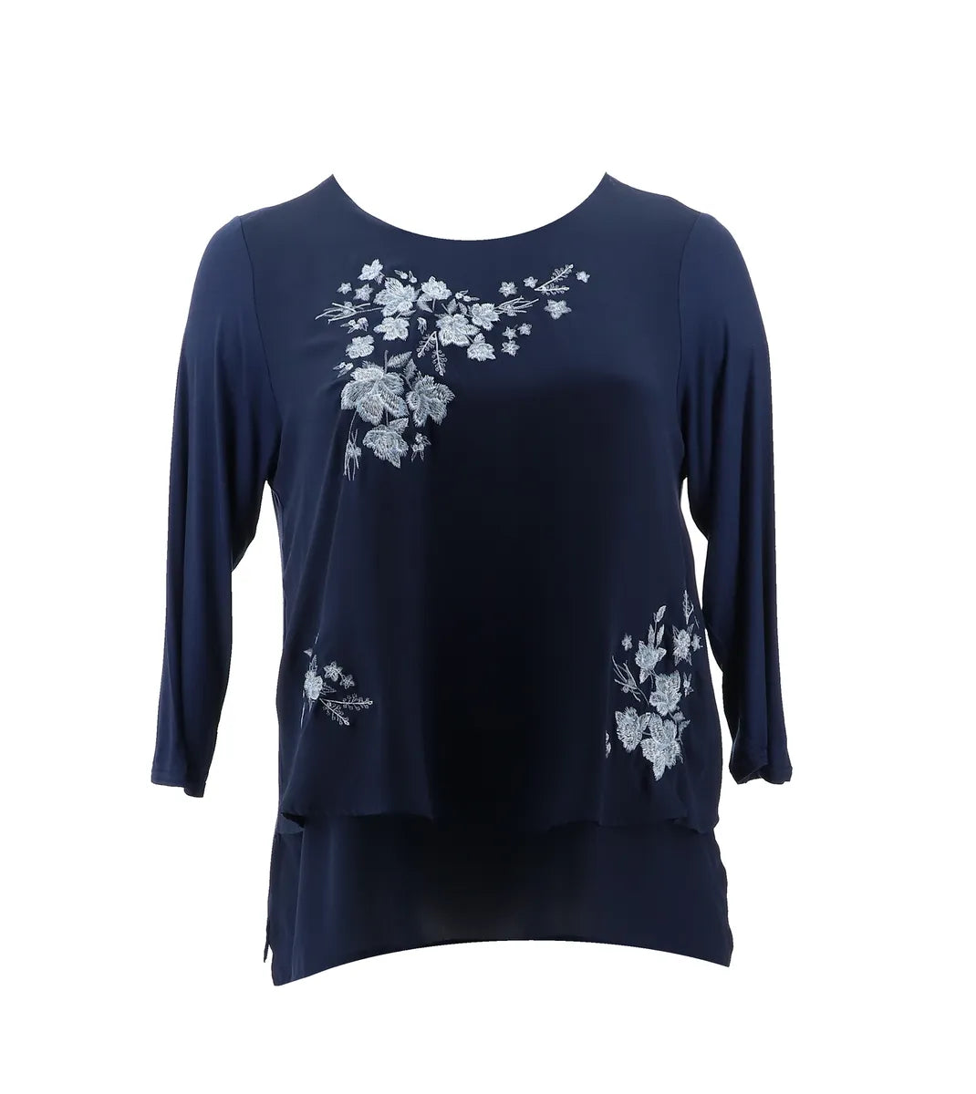 DG2 Diane Gilman 3/4-Slv Embroidered Easy Top