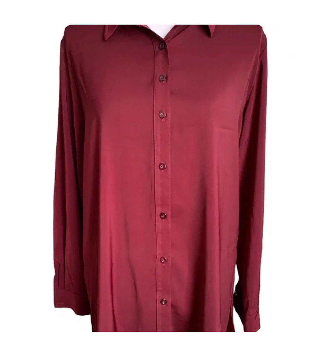 Susan Graver Woven Y-Neck Button Front Shirt