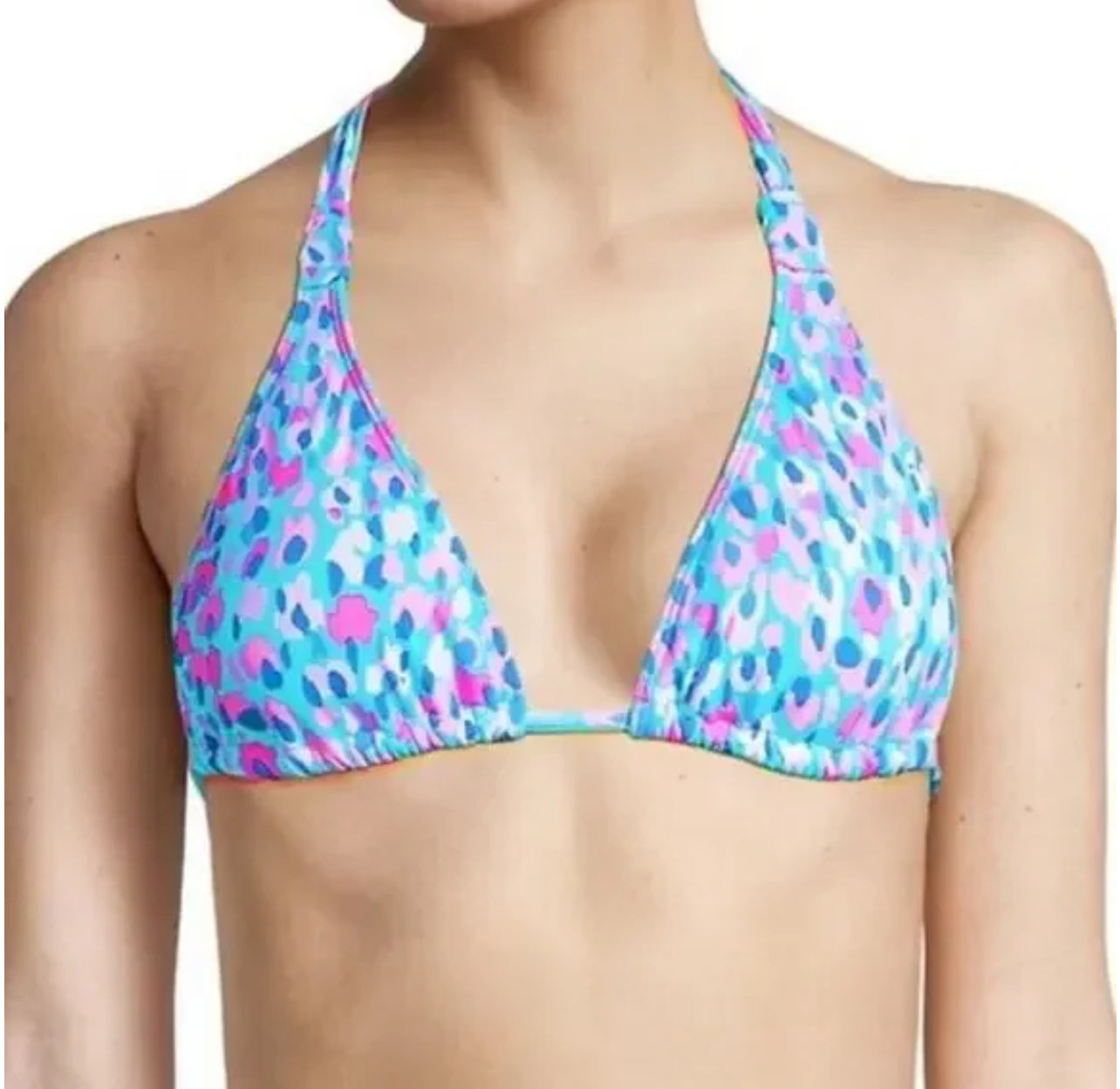Lilly Pulitzer Flavie Bikini Swim Top Blue Ibiza Hottie Dottie Swim Size 2