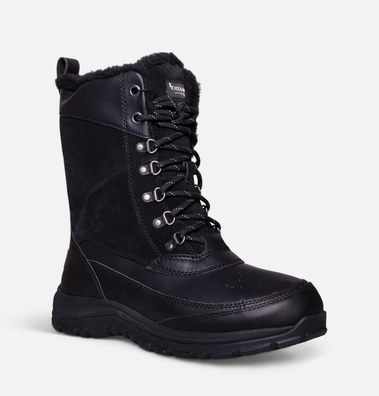 KOOLABURRA BY UGG ROSTIN TALL BLACK LEATHER FUR ANKLE MENS BOOTS SIZE US 7 NEW