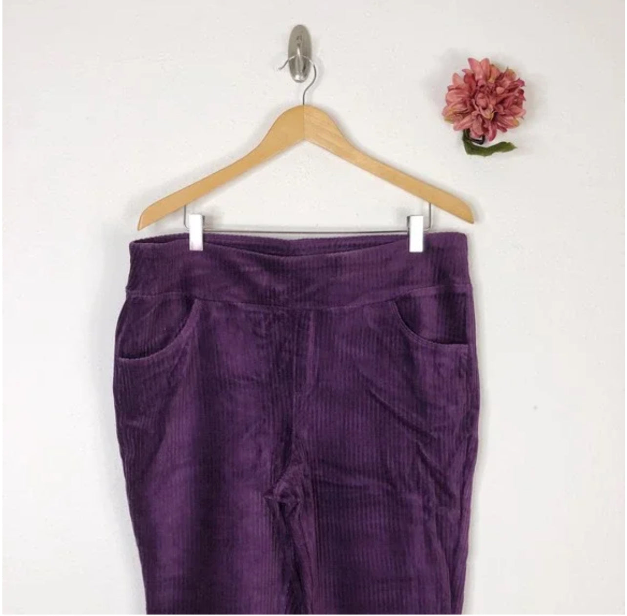 Denim & Co Smooth Waist Knit Cord Leggings Pockets