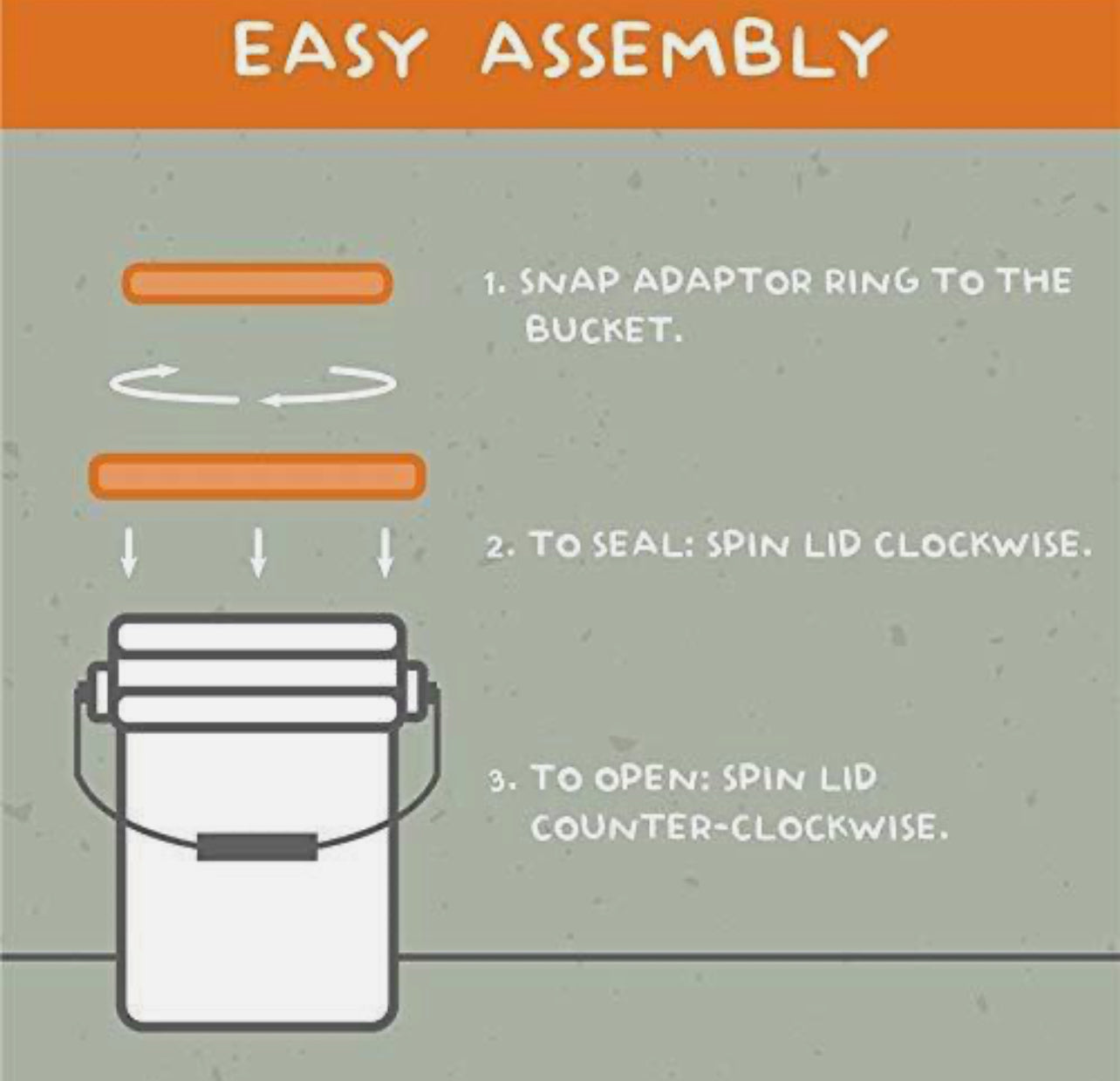 Smart Seal Replacement Lid - 2 Pk, Orange - Easy Screw Top Pail Lid For 3.5,5...