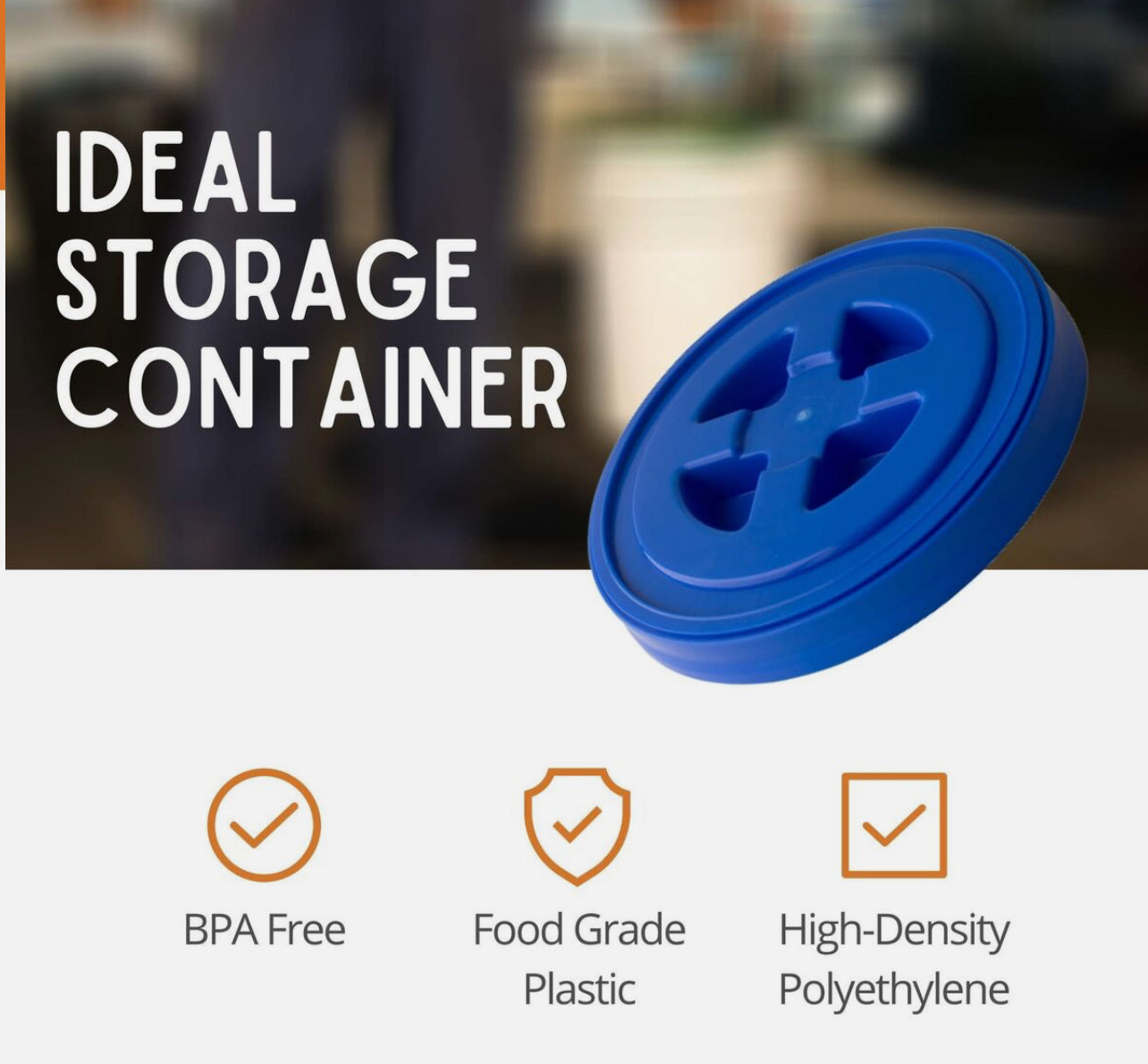 Smart Seal Replacement Lid - 2 Pk, Orange - Easy Screw Top Pail Lid For 3.5,5...