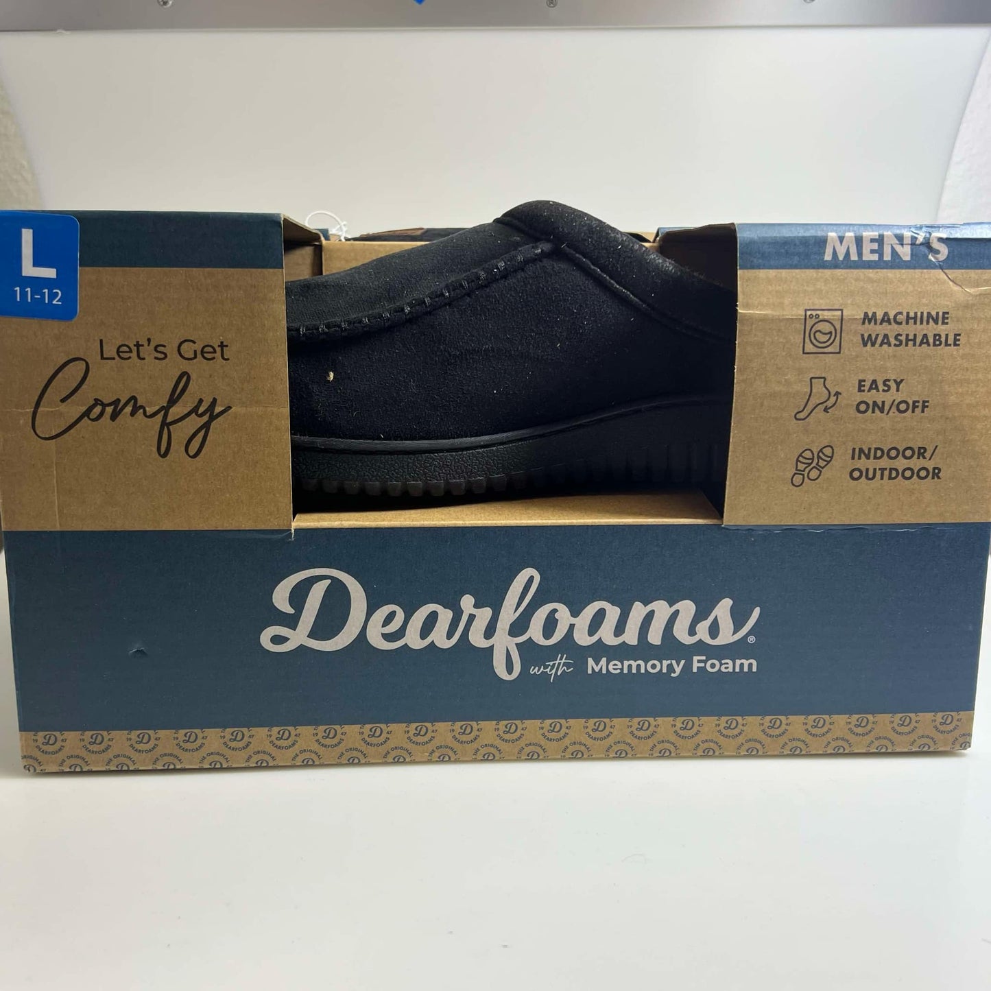 Dearfoams Mens' deference Size Indoor/Outdoor Slipper Black