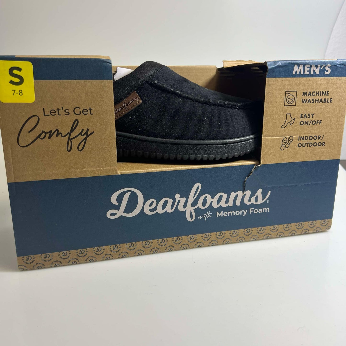 Dearfoams Mens' deference Size Indoor/Outdoor Slipper Black