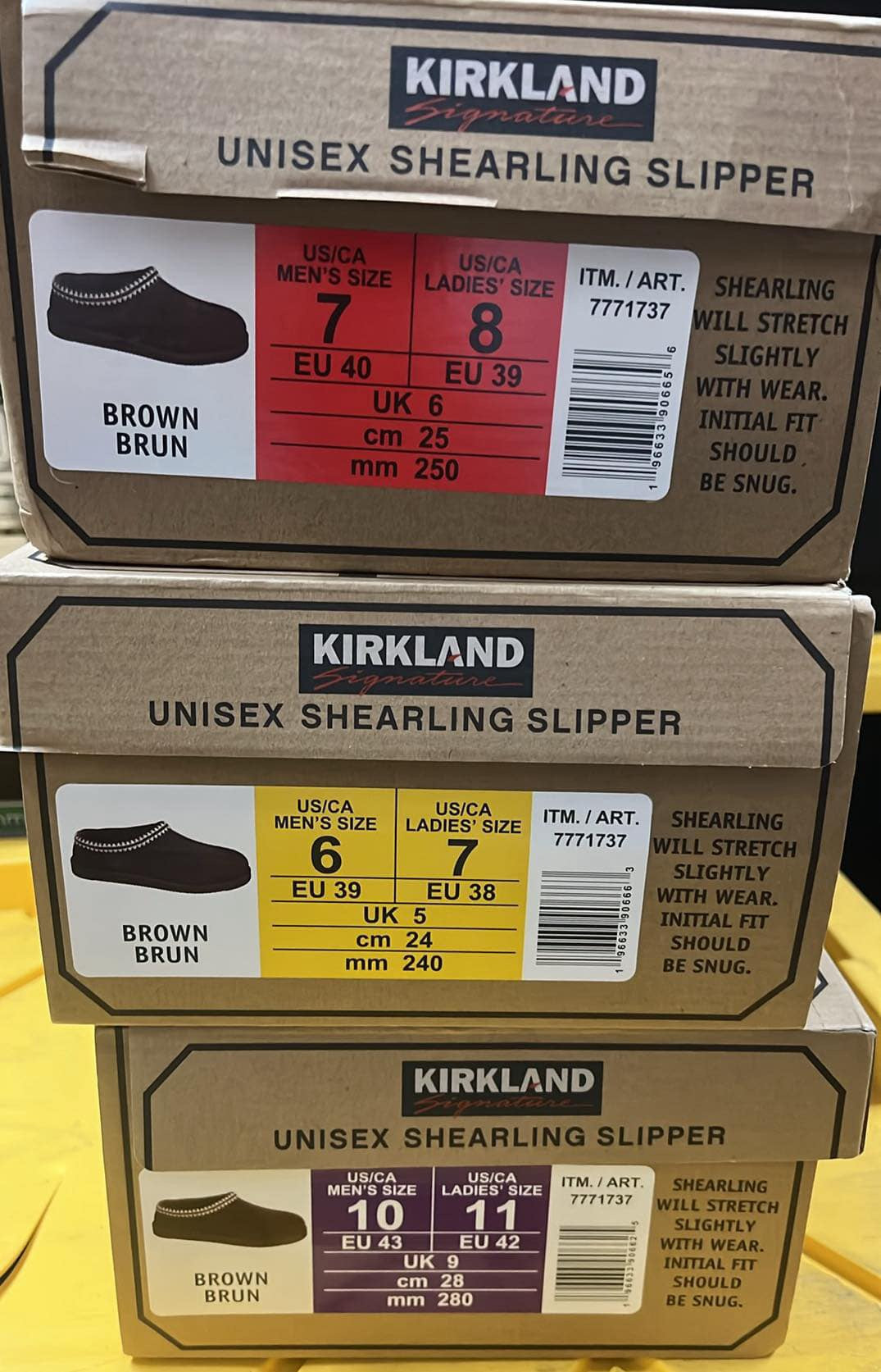 Kirkland Signature Unisex Shearling Genuine Sheepskin Slippers BROWN CHOOSE SIZE