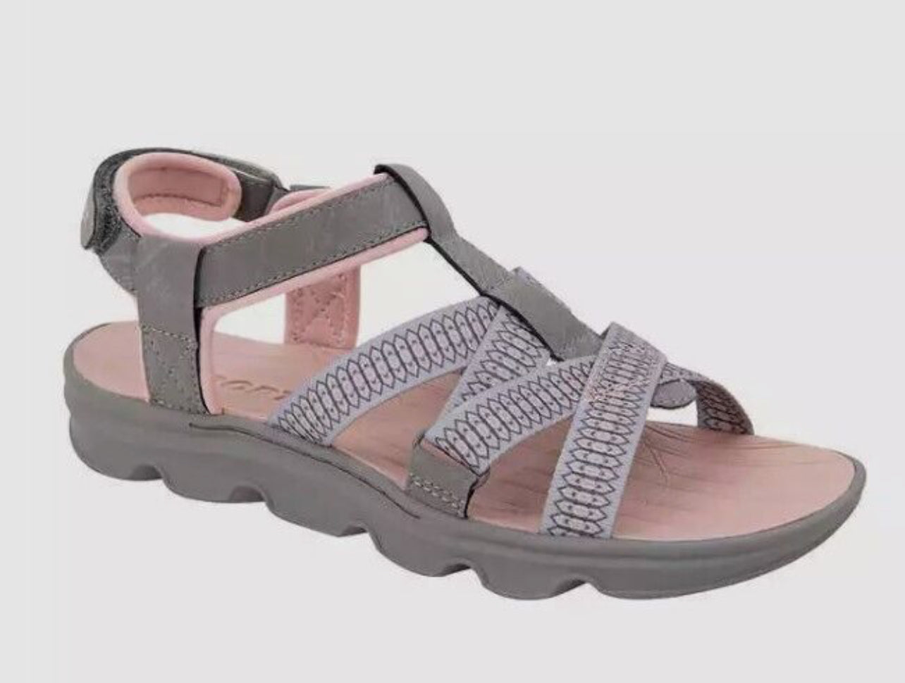 Jsport Ladies' Size 10 Strap Sandals All Terra Traction, Grey, New in Box