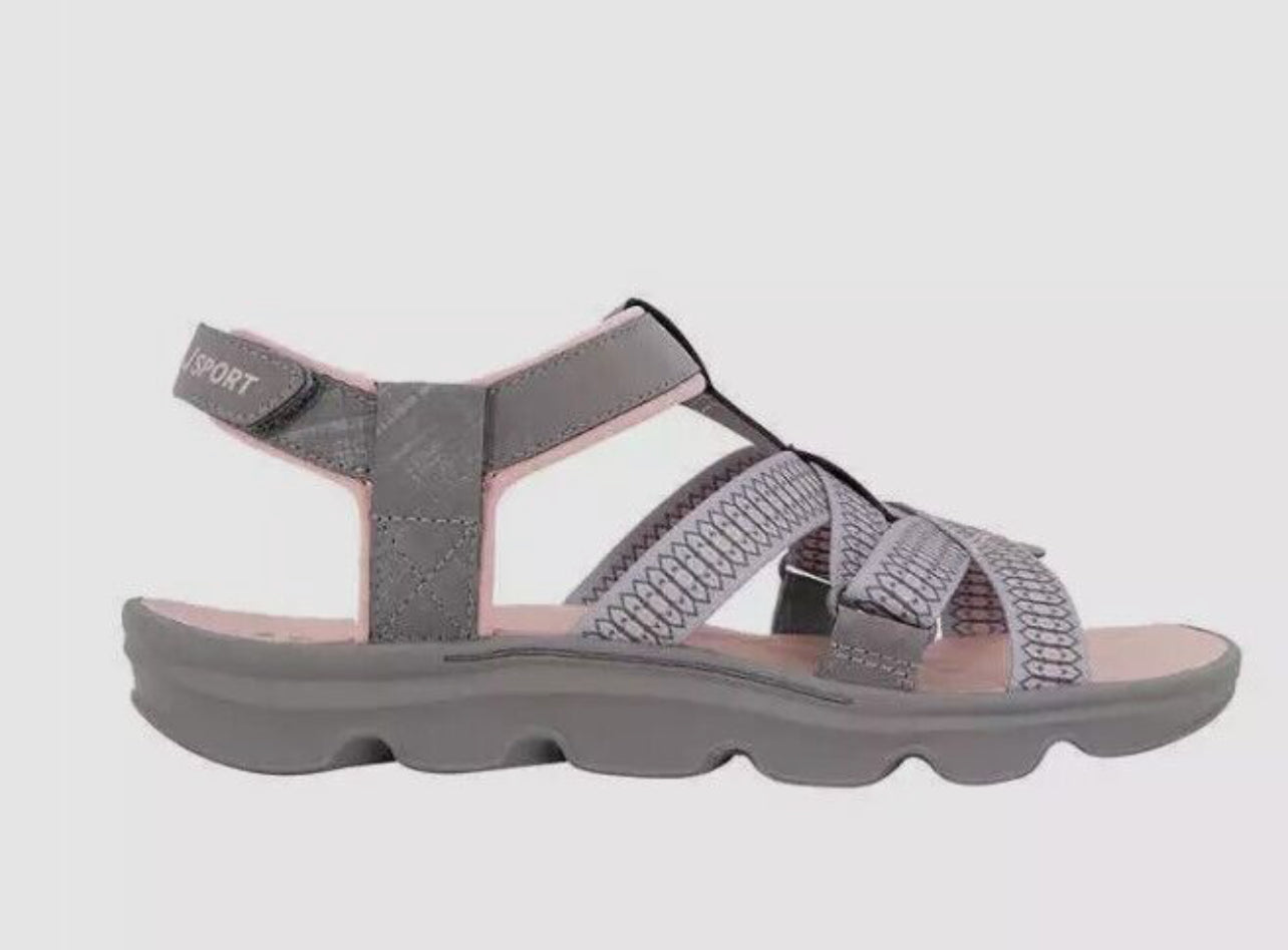 Jsport Ladies' Size 10 Strap Sandals All Terra Traction, Grey, New in Box