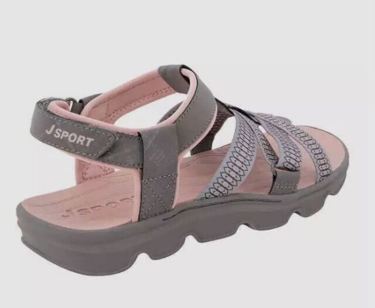 Jsport Ladies' Size 10 Strap Sandals All Terra Traction, Grey, New in Box