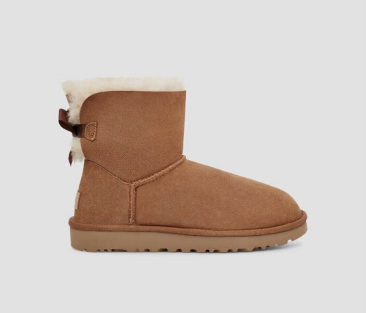 NEW UGG Size 9 Women's Mini Bailey Bow II Chestnut Brown Suede Ankle Boots