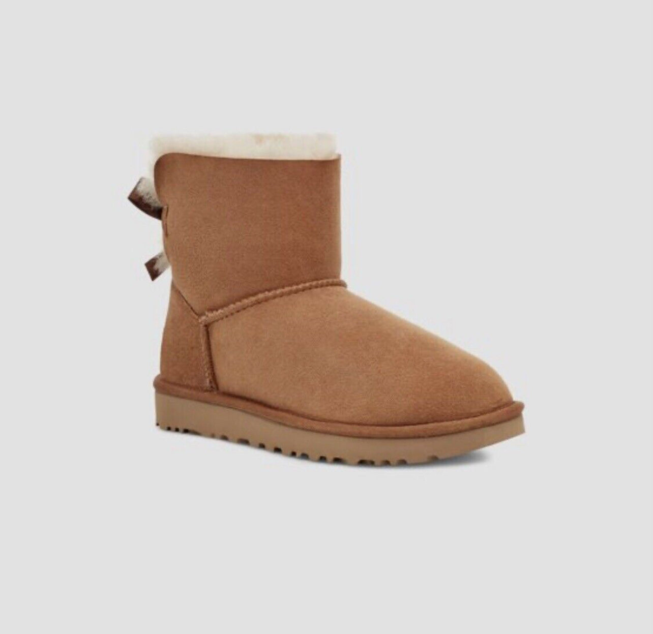 NEW UGG Size 9 Women's Mini Bailey Bow II Chestnut Brown Suede Ankle Boots
