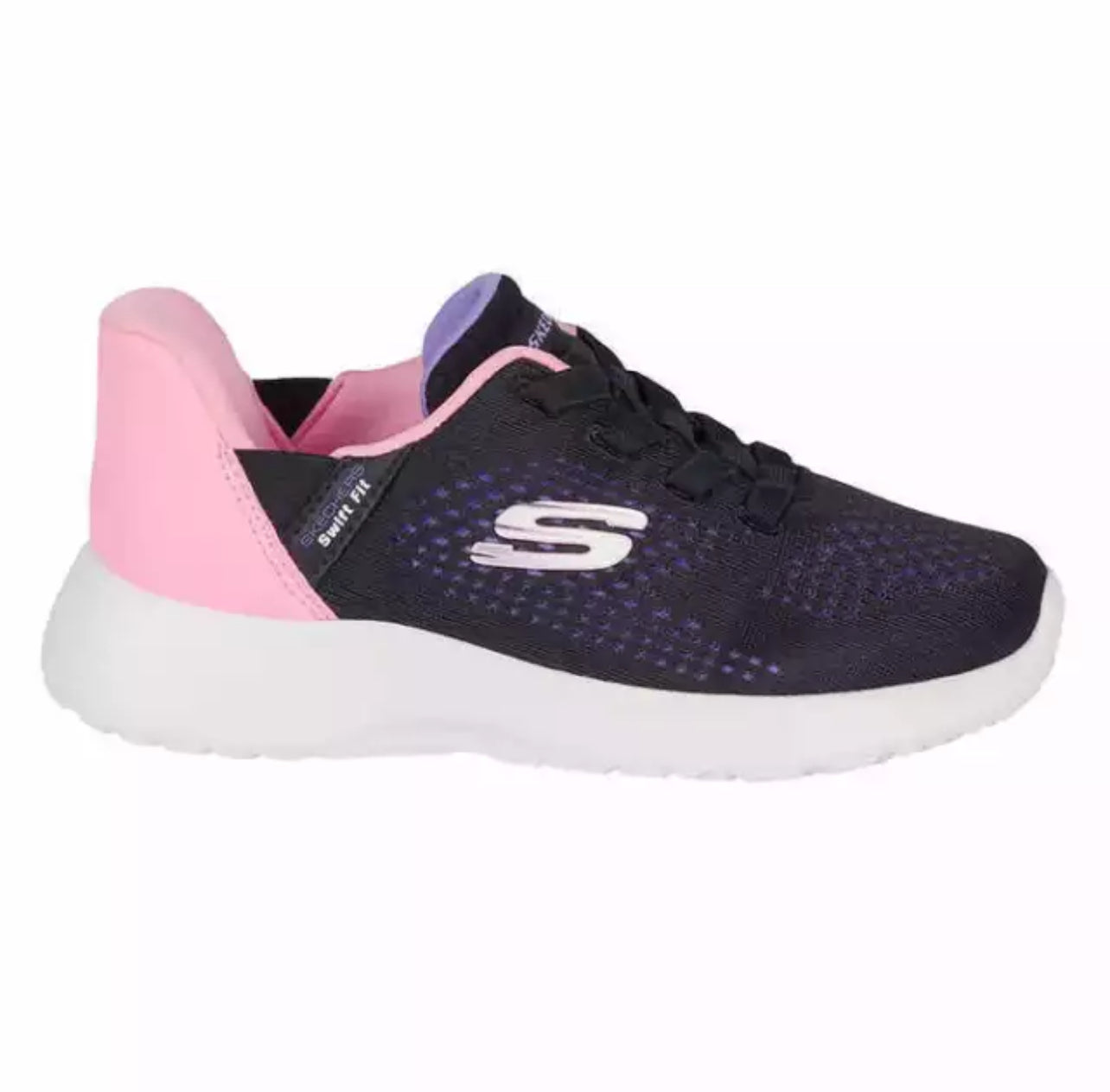 New Skechers Kids' Boys Girls Hands Free Swift Fit Sneaker Black/Pink Size 2