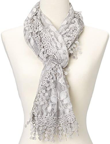 CLEVER COMBRE SCARF W /LACEAPPLIQUE WITH MANY COLOURS-WOMEN