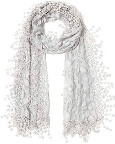 CLEVER COMBRE SCARF W /LACEAPPLIQUE WITH MANY COLOURS-WOMEN