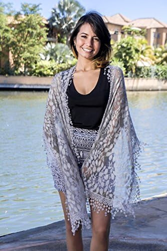 CLEVER COMBRE SCARF W /LACEAPPLIQUE WITH MANY COLOURS-WOMEN