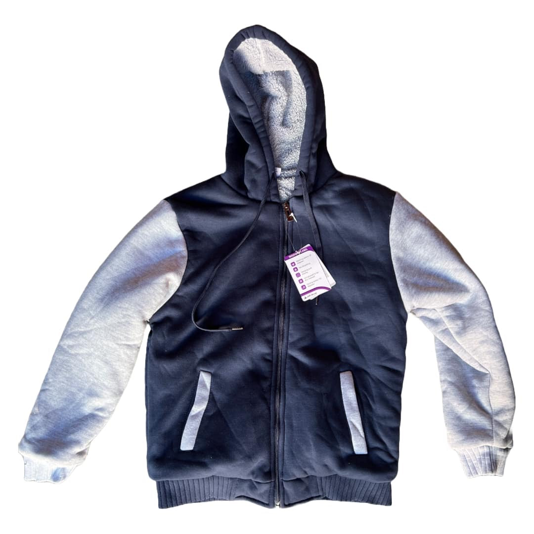Little beauty Men's Winter Sherpa Lined Hoodie Zip Up Sweatshirt Heavyweight Warm Fleece Jacket with Pockets/ Size M