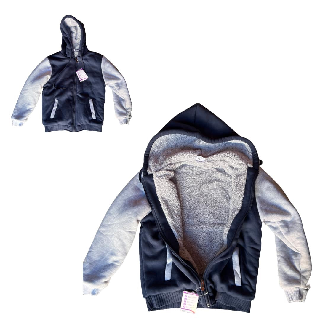 Little beauty Men's Winter Sherpa Lined Hoodie Zip Up Sweatshirt Heavyweight Warm Fleece Jacket with Pockets/ Size M