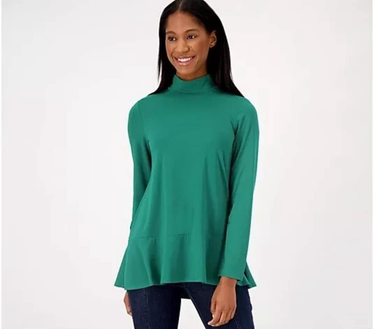 Susan Graver Weekend Cool Touch Mock Neck Long Slv Multi Colors