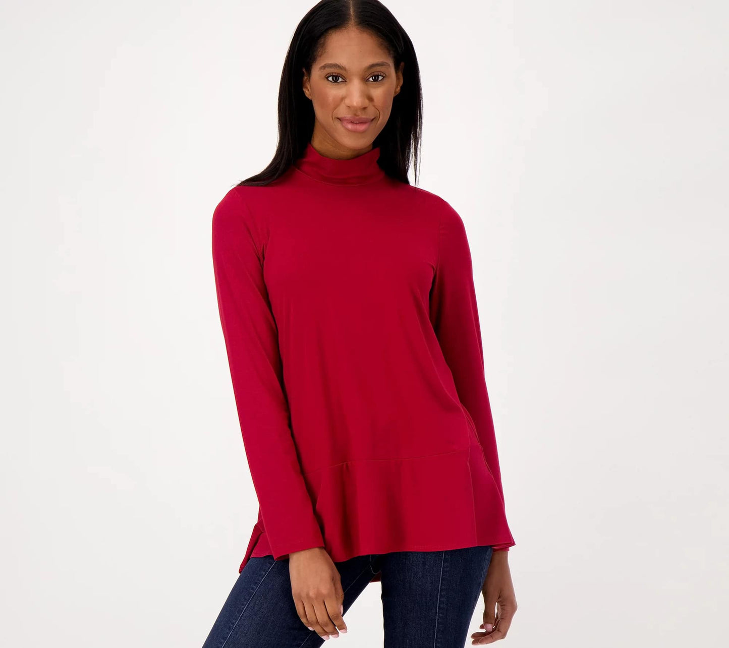 Susan Graver Weekend Cool Touch Mock Neck Long Slv Multi Colors