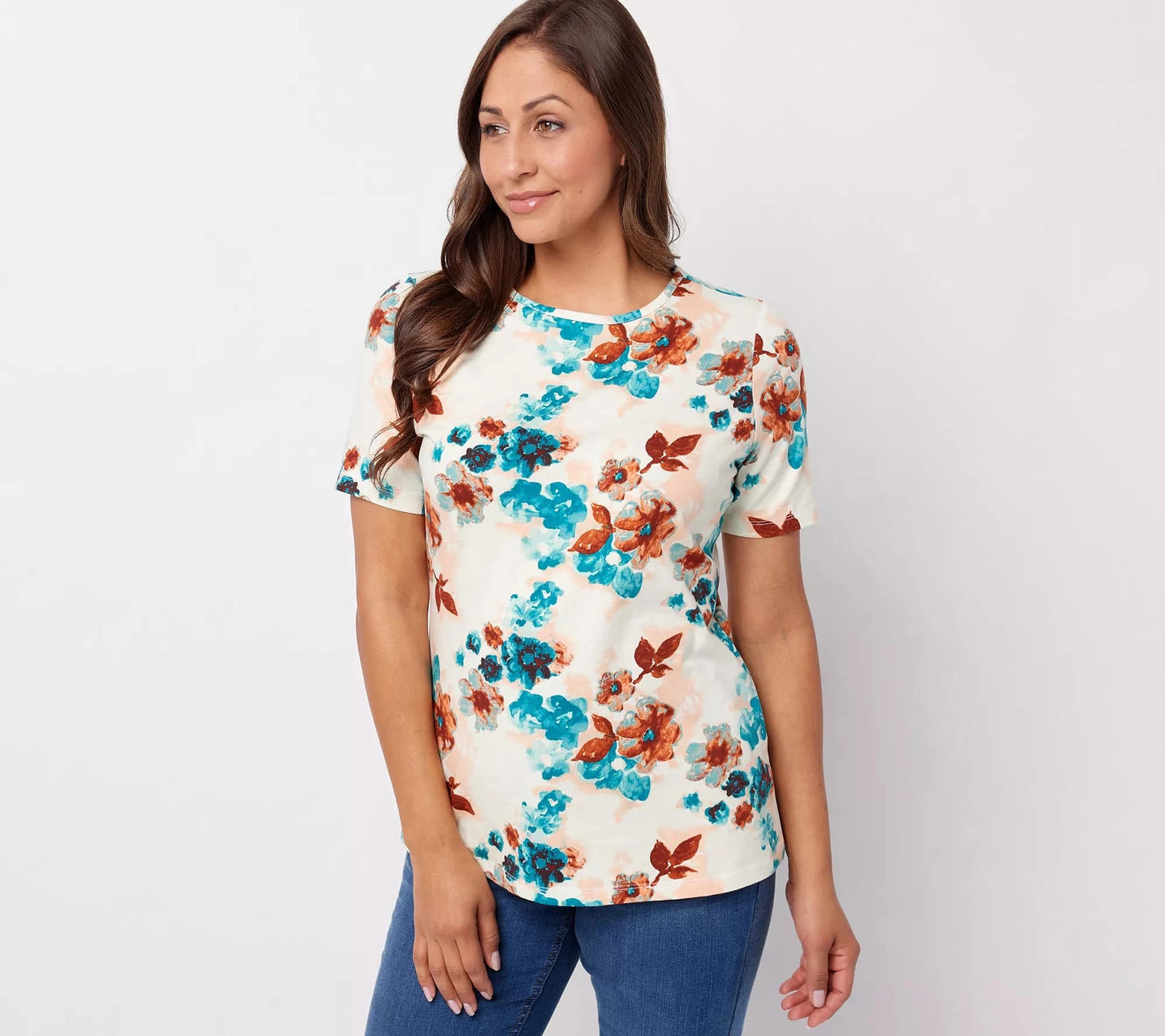Denim & Co. Printed Perfect Jersey Short-Sleeve Top