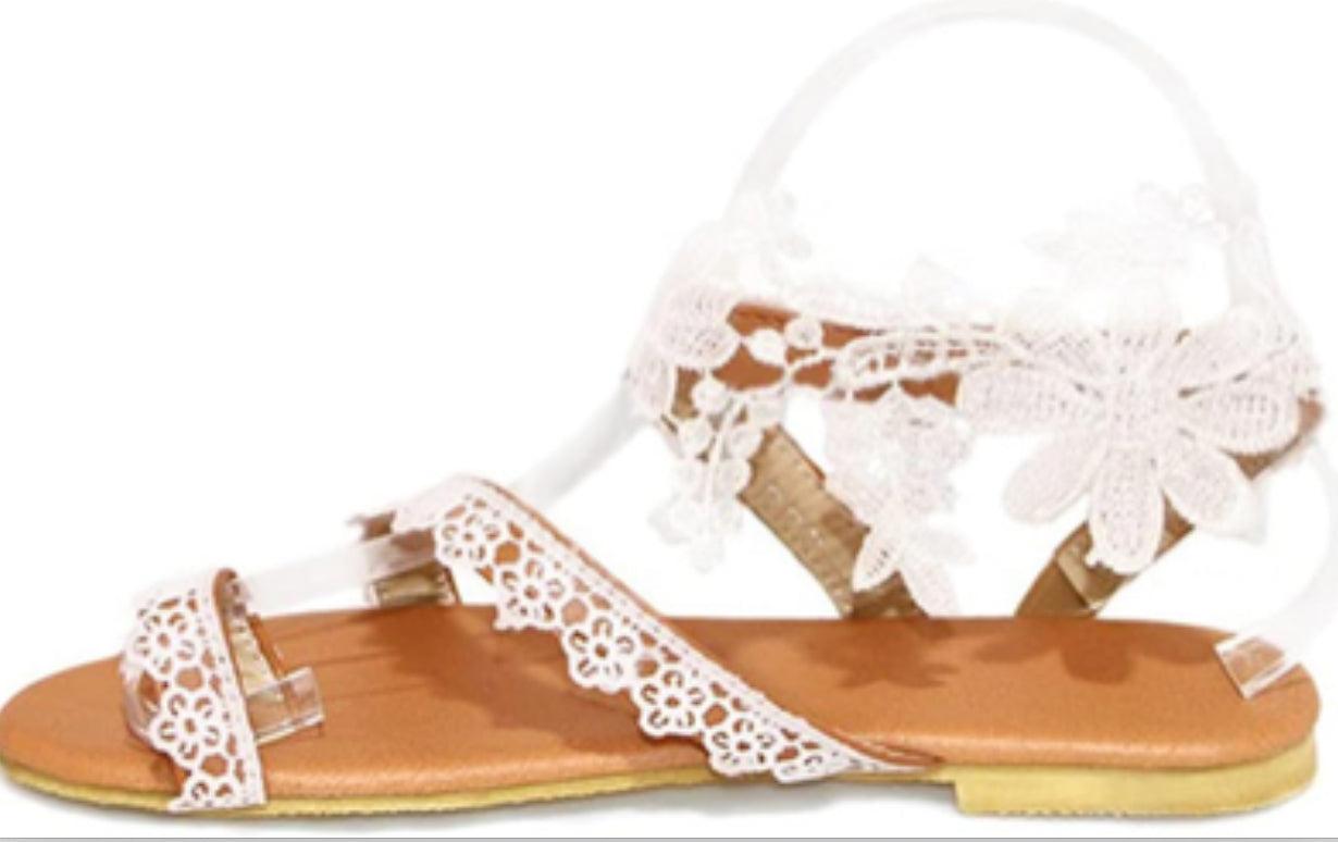 Women's Sandals Flat Clip Toe Casual Lace Floral Beach Flip Flop Comfy Shoes Summer Elegant Toe Ring Roman Sandals Comfy Dress Size 8