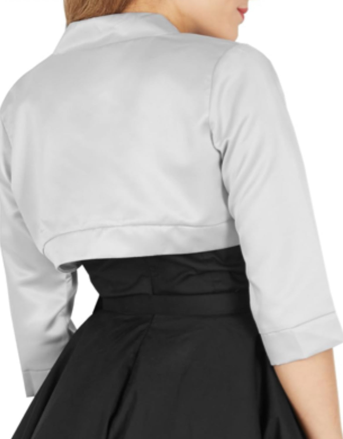 BlackButterfly Satin Bolero Shrug - Half Sleeve / Silver