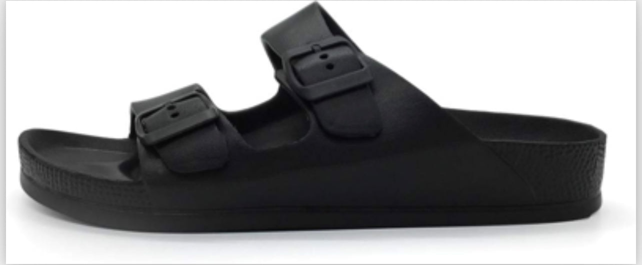 FUNKYMONKEY Women's Comfort Slides Double Buckle Adjustable EVA Flat Sandals Size 8