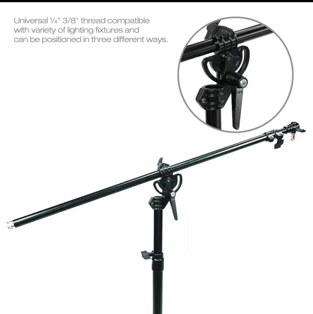 5ft. Photo Studio 2 Way Adjustable Rotatable Boom Stand Continuous Lighting US