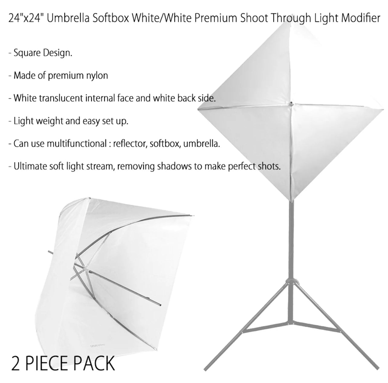White Umbrella And 50W Compact Fluorescent Lighting Bulb