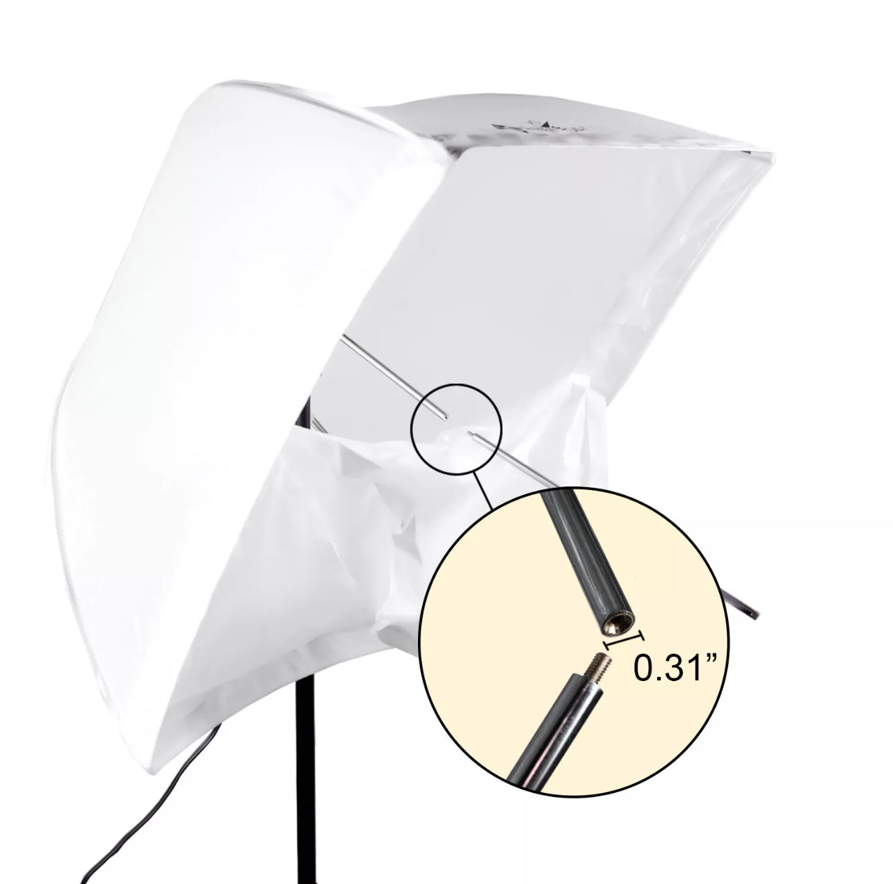 White Umbrella And 50W Compact Fluorescent Lighting Bulb