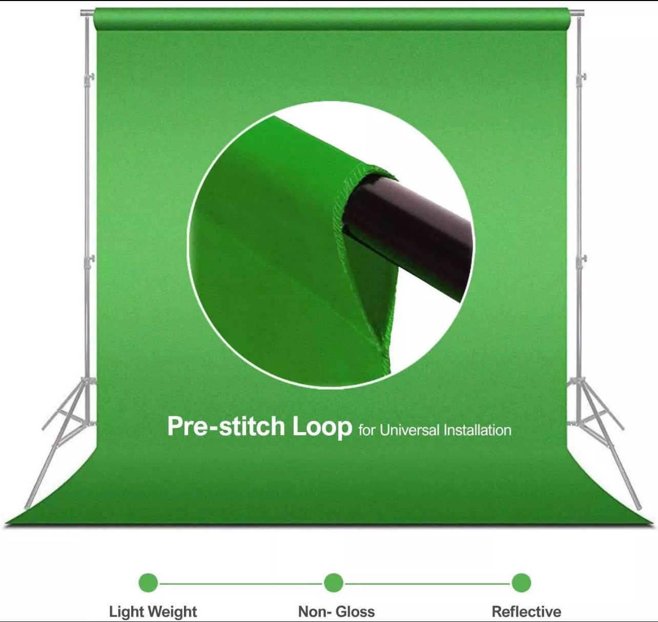 6 x 9 feet Green Screen with Ring Clip for Crossbar Hanging