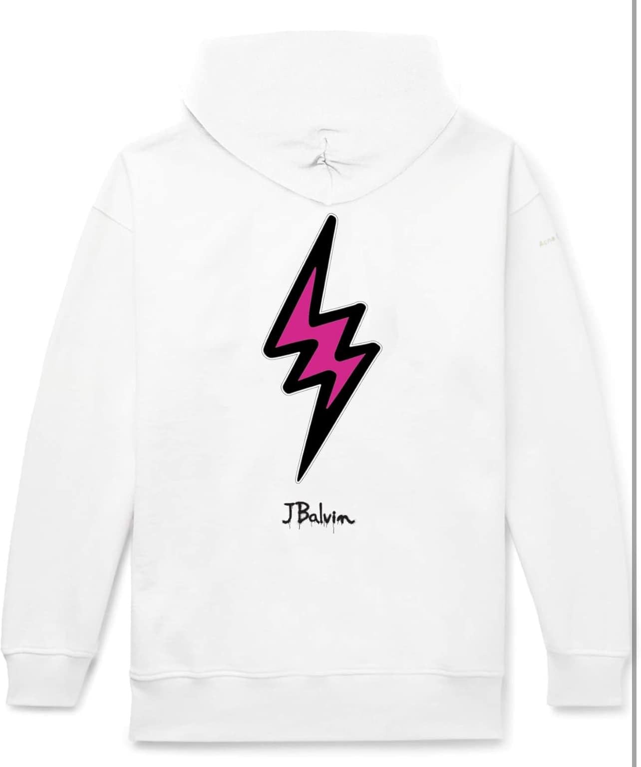 J Balvin Hoodie SCRIPT Bolt NEW Size M White Fashion Hip Hop