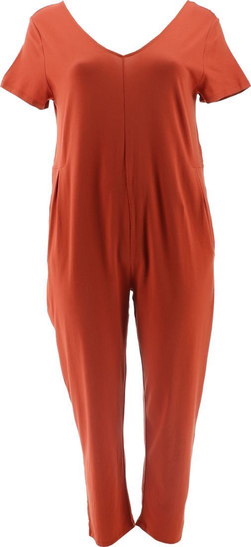 AnyBody Women's Regular Cozy Knit Short Sleeve Jumpsuit