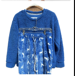 MUK LUKS Women’s PJ Set Faux Sherpa Top & Fleece Jogger Pant