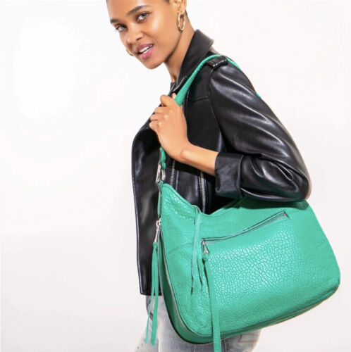 AIMEE KESTENBERG GREEN BUBBLE LAMB LEATHER GOOD TIMES HOBO HANDBAG