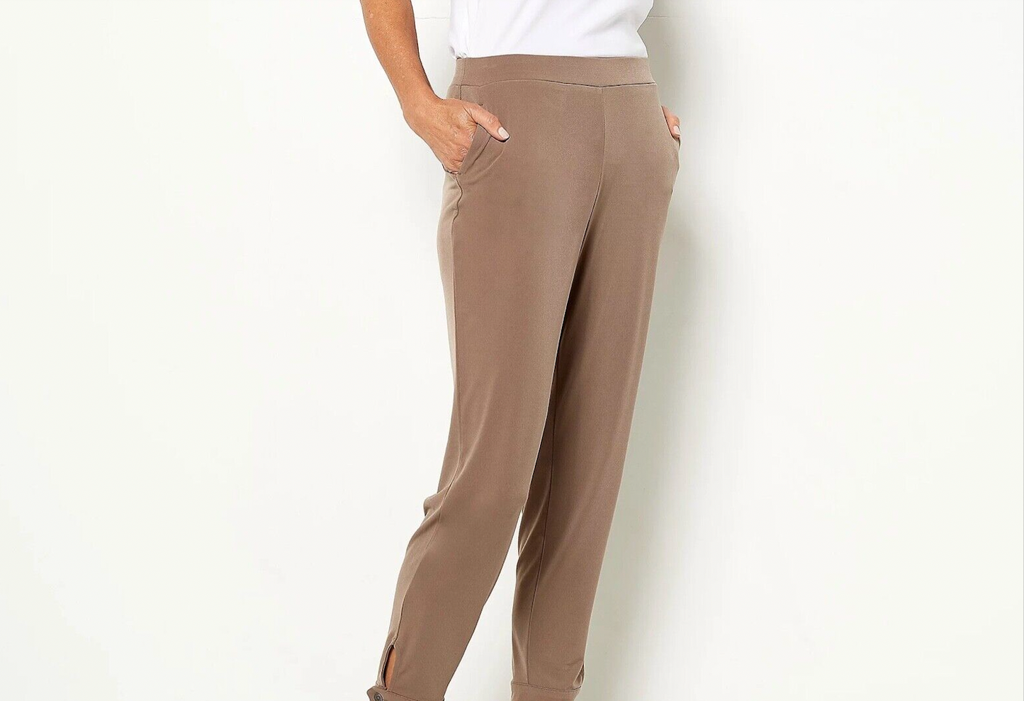 Every Day Susan Graver Women's Liquid Knit Jogger Brown Beige
