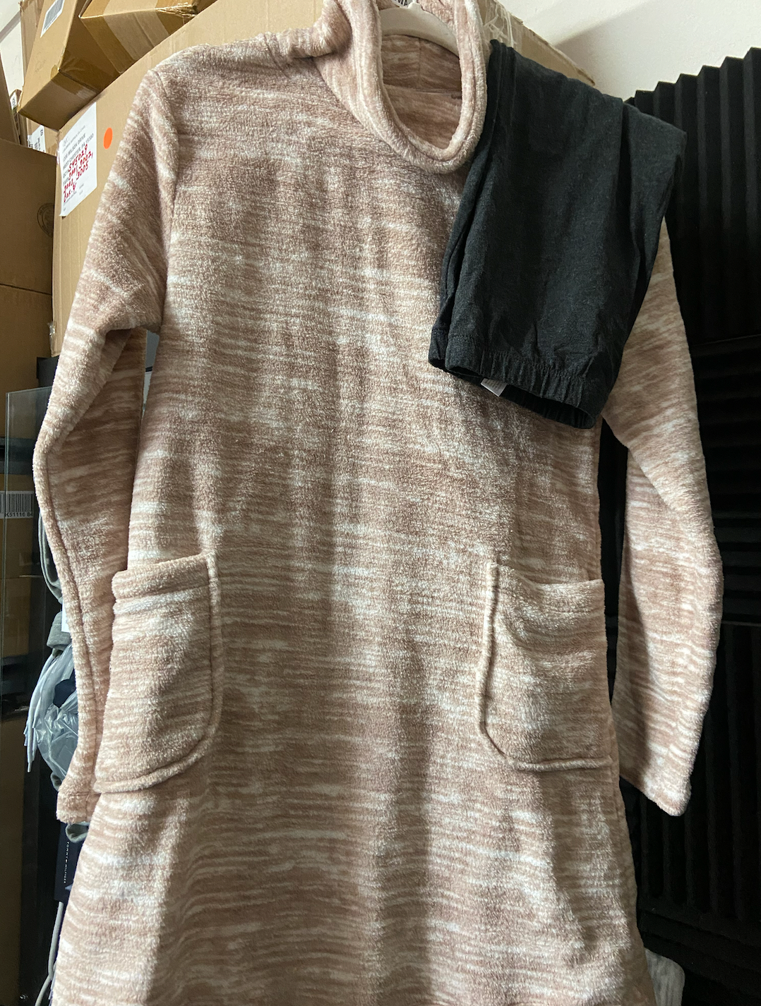 Stan Herman Women's Space Dye Plush Tunic Leggings Mocha