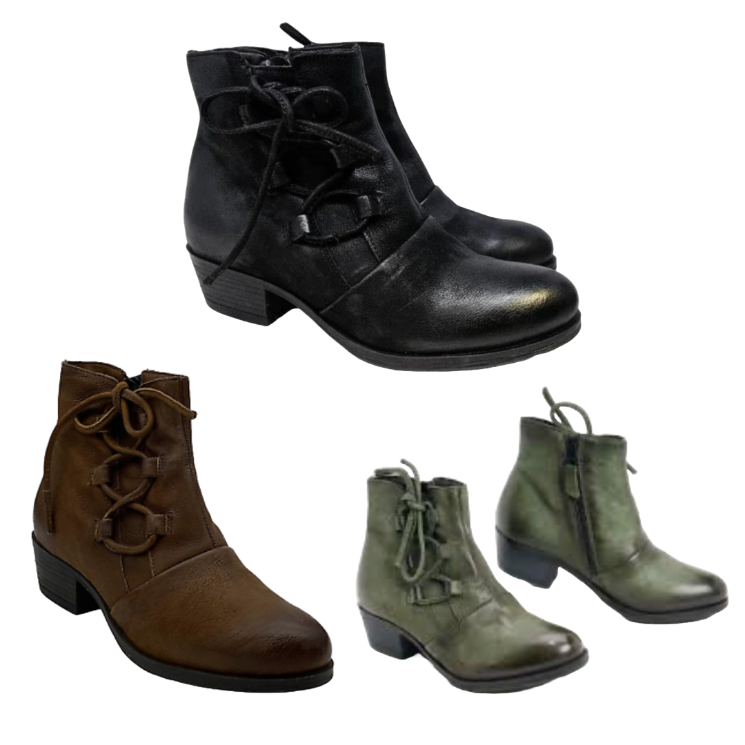 NEW Miz Mooz Leather Baxter Ankle Boot Comfort Side Lace Up
